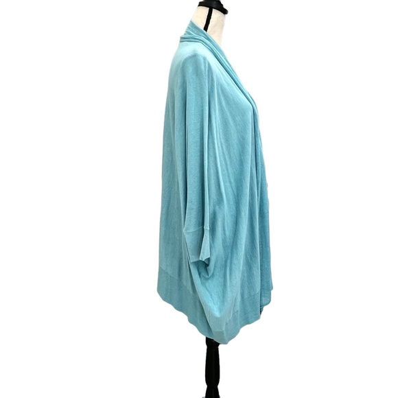 MINNIE ROSE AQUA BLUE OVERSIZED OPEN SHORT SLEEVE COTTON CARDIGAN - Picture 5 of 14